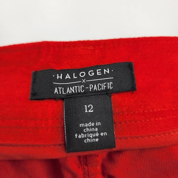 Halogen X Atlantic-Pacific Velveteen Kick Flare Pants In Red Blaze Size 12‎ NWT - Picture 8 of 12